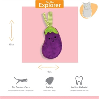 HAPPY PET TABBY PATCH AUBERGINES MET CATNIP 12 CM EN 15 CM
