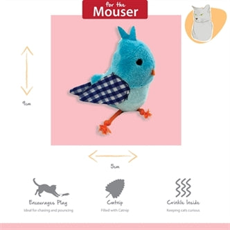 HAPPY PET TABBY PATCH VOGEL BLAUW 11 CM EN 9 CM