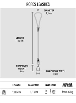 MORSO HONDENRIEM SOFT ROPE GERECYCLED GREY GRIJS 120X1 CM
