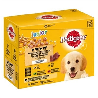PEDIGREE MULTIPACK MAALTIJDZAKJES JUNIOR IN GELEI 12X100 GR