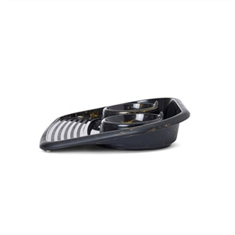SAVIC BUTLER VOERBAK EN DRINKBAK MET PLATEAU MARBLE ZWART / GOUD 45X36X8 CM 2X300 ML