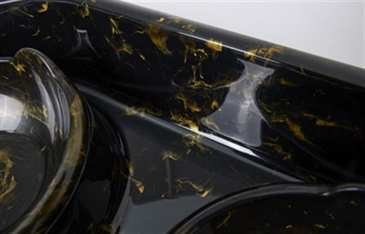 SAVIC BUTLER VOERBAK EN DRINKBAK MET PLATEAU MARBLE ZWART / GOUD 45X36X8 CM 2X300 ML