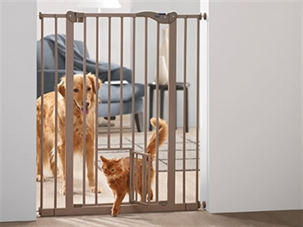 SAVIC DOG BARRIER AFSLUITHEK MET KLEINE DEUR GRIJS 74-84X107 CM OP=OP
