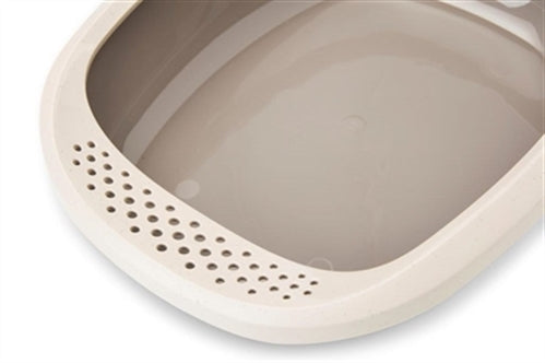 SAVIC KATTENBAK HAPPY PLANET GIZMO MET RAND MOCCA / WARMGRIJS 44X35,5X12,5 CM