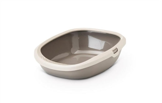 SAVIC KATTENBAK HAPPY PLANET GIZMO MET RAND MOCCA / WARMGRIJS 44X35,5X12,5 CM