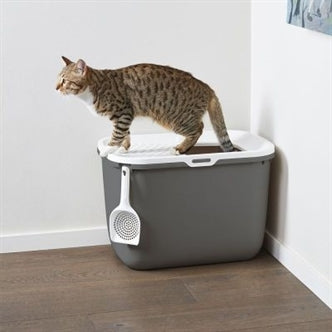 SAVIC KATTENBAK HOP IN ANTRACIET / WIT 58,5X39X39,5 CM
