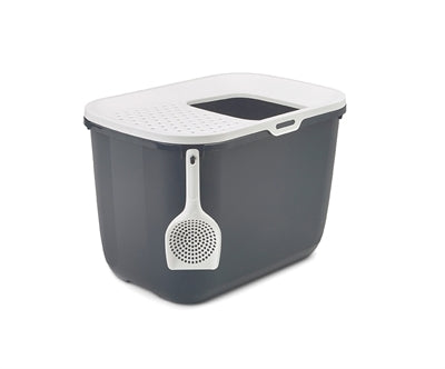 SAVIC KATTENBAK HOP IN ANTRACIET / WIT 58,5X39X39,5 CM