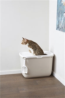 SAVIC KATTENBAK HOP IN WIT / MOKKA 58,5X39X39,5 CM