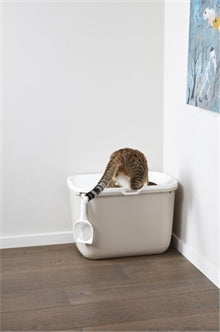 SAVIC KATTENBAK HOP IN WIT / MOKKA 58,5X39X39,5 CM