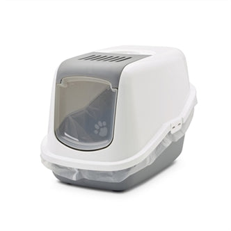 SAVIC KATTENBAK NESTOR GRIJS / WIT 56X39X38,5 CM