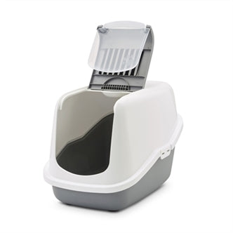 SAVIC KATTENBAK NESTOR GRIJS / WIT 56X39X38,5 CM