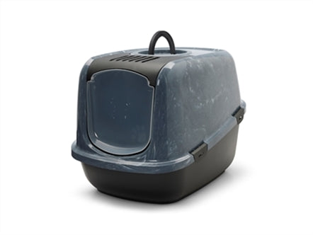 SAVIC KATTENBAK NESTOR JUMBO MARBLE GRIJS / ZWART 66,5X48,5X46,5 CM