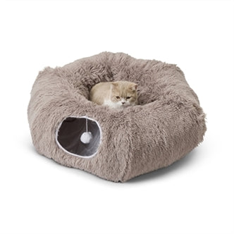 SAVIC SNUGGLE TUNNEL / KATTENMAND WARM GRIJS 85X85X26,5 CM