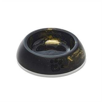 SAVIC VOERBAK KAT DELICE MARBLE ZWART / GOUD 10,5X10,5X4 CM 200 ML