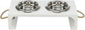 TRIXIE BE NORDIC SET VOERBAK / WATERBAK HOUT / RVS WIT 2X900 ML 44X21X14 CM OP=OP