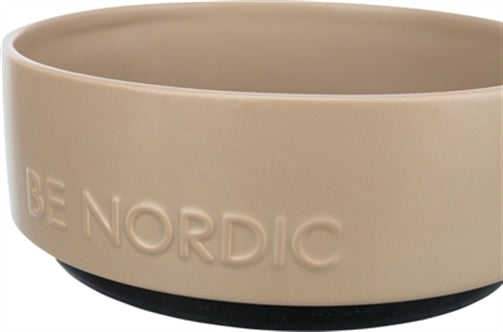 TRIXIE BE NORDIC VOERBAK HOND KERAMIEK/ RUBBER TAUPE 18 CM