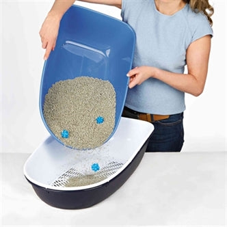 TRIXIE BERTO KATTENBAK OPEN MET SCHEIDINGSSYTEEM GRIJS/PASTELBLAUW/GRANIET 59X39X22 CM