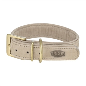 TRIXIE HALSBAND HOND PURE LEER LICHTGRIJS L 47-44X4 CM
