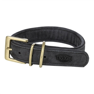 TRIXIE HALSBAND HOND PURE LEER ZWART L-XL 52-63X4 CM