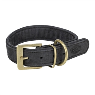 TRIXIE HALSBAND HOND PURE LEER ZWART S-M 31-37X3 CM