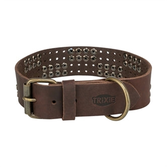 TRIXIE HALSBAND HOND RIVET RUSTIC VETLEER DONKERBRUIN L 47-54 CMX4 CM