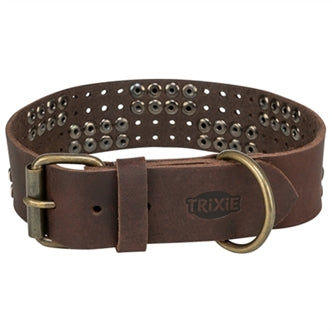 TRIXIE HALSBAND HOND RIVET RUSTIC VETLEER DONKERBRUIN XL 55-65 CMX4 CM