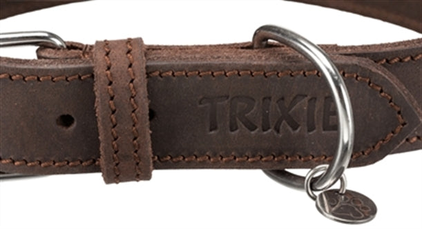 TRIXIE HALSBAND HOND RUSTIC VETLEER DONKERBRUIN 27-34X1,8 CM