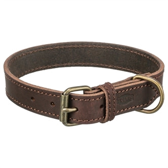 TRIXIE HALSBAND HOND RUSTIC VETLEER DONKERBRUIN 37-44X2,5 CM