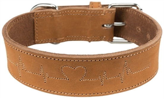 TRIXIE HALSBAND HOND RUSTIC VETLEER HEARTBEAT BRUIN 38-47X4 CM
