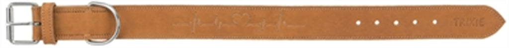 TRIXIE HALSBAND HOND RUSTIC VETLEER HEARTBEAT BRUIN 55-65X4 CM