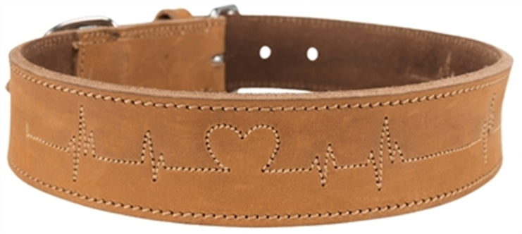 TRIXIE HALSBAND HOND RUSTIC VETLEER HEARTBEAT BRUIN 55-65X4 CM