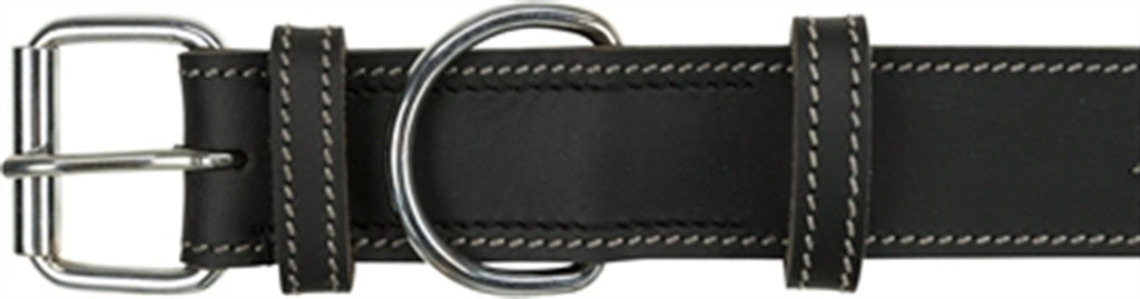TRIXIE HALSBAND HOND RUSTIC VETLEER HEARTBEAT ZWART 38-47X4 CM