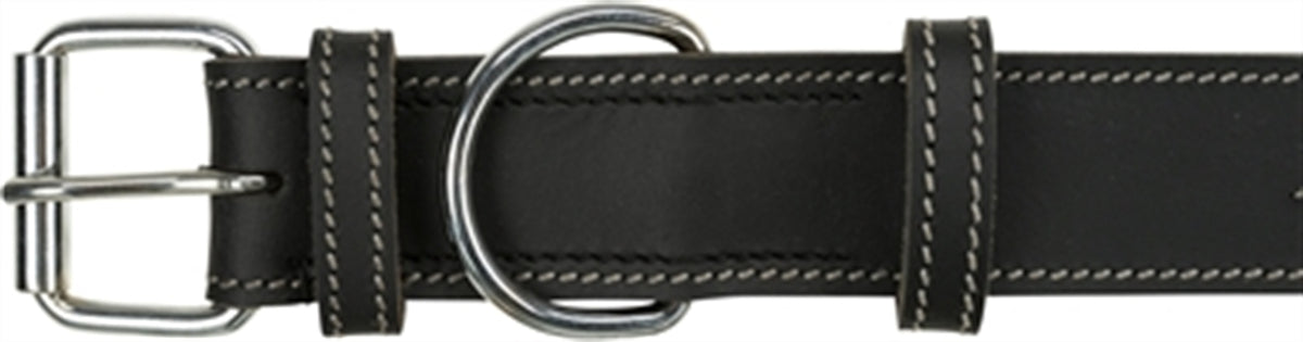TRIXIE HALSBAND HOND RUSTIC VETLEER HEARTBEAT ZWART 55-65X4 CM
