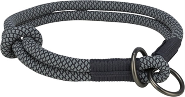 TRIXIE HALSBAND HOND SOFT HALF-SLIP ZWART / GRIJS 35X0,6 CM