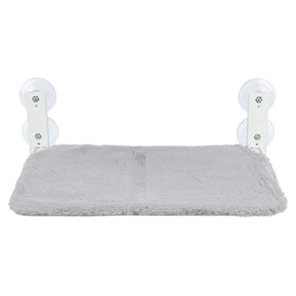 TRIXIE HANGMAT VOOR AAN RAAM OPVOUWBAAR PLUCHE / MESH WIT / GRIJS 58X34 CM