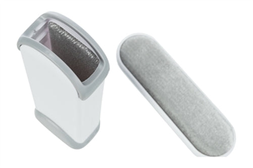 TRIXIE HARENPLUIZENBORSTEL MET REINIGINGSSTATION WIT / GRIJS 33 CM