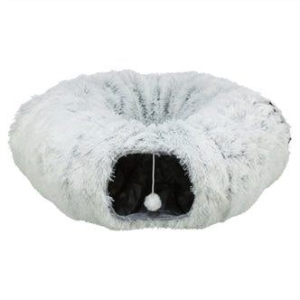 TRIXIE HARVEY PLUCHE SPEELTUNNEL / DONUT WIT / GRIJS 160X25 CM