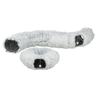 TRIXIE HARVEY PLUCHE SPEELTUNNEL / DONUT WIT / GRIJS 160X25 CM