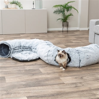 TRIXIE HARVEY PLUCHE SPEELTUNNEL / DONUT WIT / GRIJS 160X25 CM