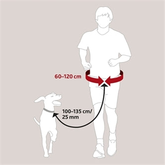 TRIXIE HEUPRIEM MET JOGGINGLIJN ZWART RIEM 60-120 CM LIJN 100-135 CM