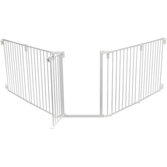 TRIXIE HONDENHEK AFSLUITHEK METAAL 5-DELIG MET DEUR WIT 62,5-300X76,5 CM