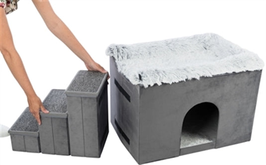 TRIXIE HONDENMAND HUIS HARVEY MET TRAP GRIJS / WIT 119X50X47 CM