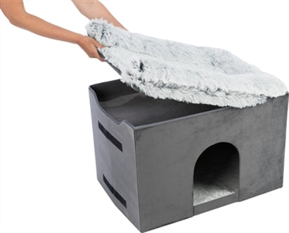 TRIXIE HONDENMAND HUIS HARVEY MET TRAP GRIJS / WIT 119X50X47 CM