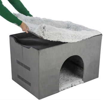 TRIXIE HONDENMAND HUIS HARVEY MET TRAP GRIJS / WIT 154X60X60 CM
