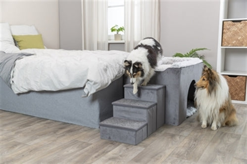 TRIXIE HONDENMAND HUIS HARVEY MET TRAP GRIJS / WIT 154X60X60 CM