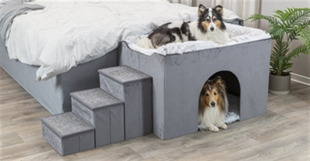 TRIXIE HONDENMAND HUIS HARVEY MET TRAP GRIJS / WIT 154X60X60 CM