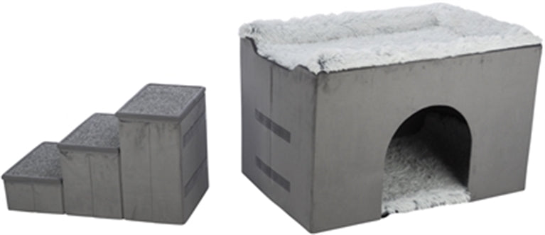 TRIXIE HONDENMAND HUIS HARVEY MET TRAP GRIJS / WIT 154X60X60 CM