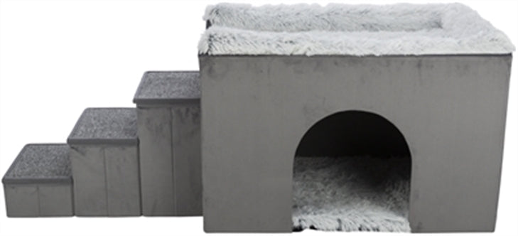 TRIXIE HONDENMAND HUIS HARVEY MET TRAP GRIJS / WIT 154X60X60 CM
