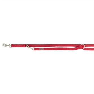 TRIXIE HONDENRIEM PREMIUM DUBBELGESTIKT VERSTELBAAR ROOD 200X2 CM