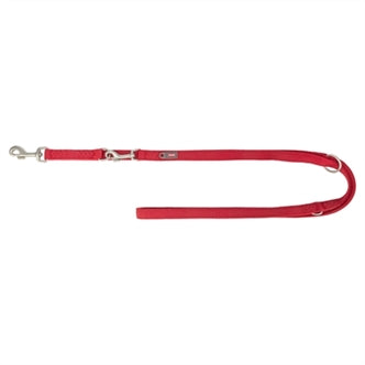 TRIXIE HONDENRIEM PREMIUM DUBBELGESTIKT VERSTELBAAR ROOD 200X2 CM